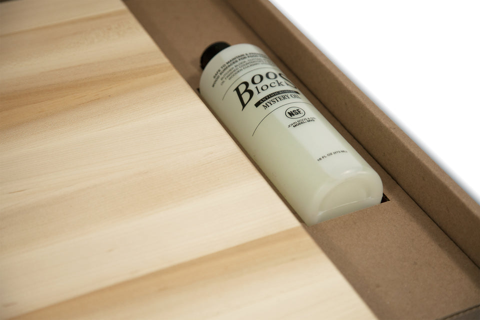 planche à découper en bois grain de face Érable avec son huile d'entretien