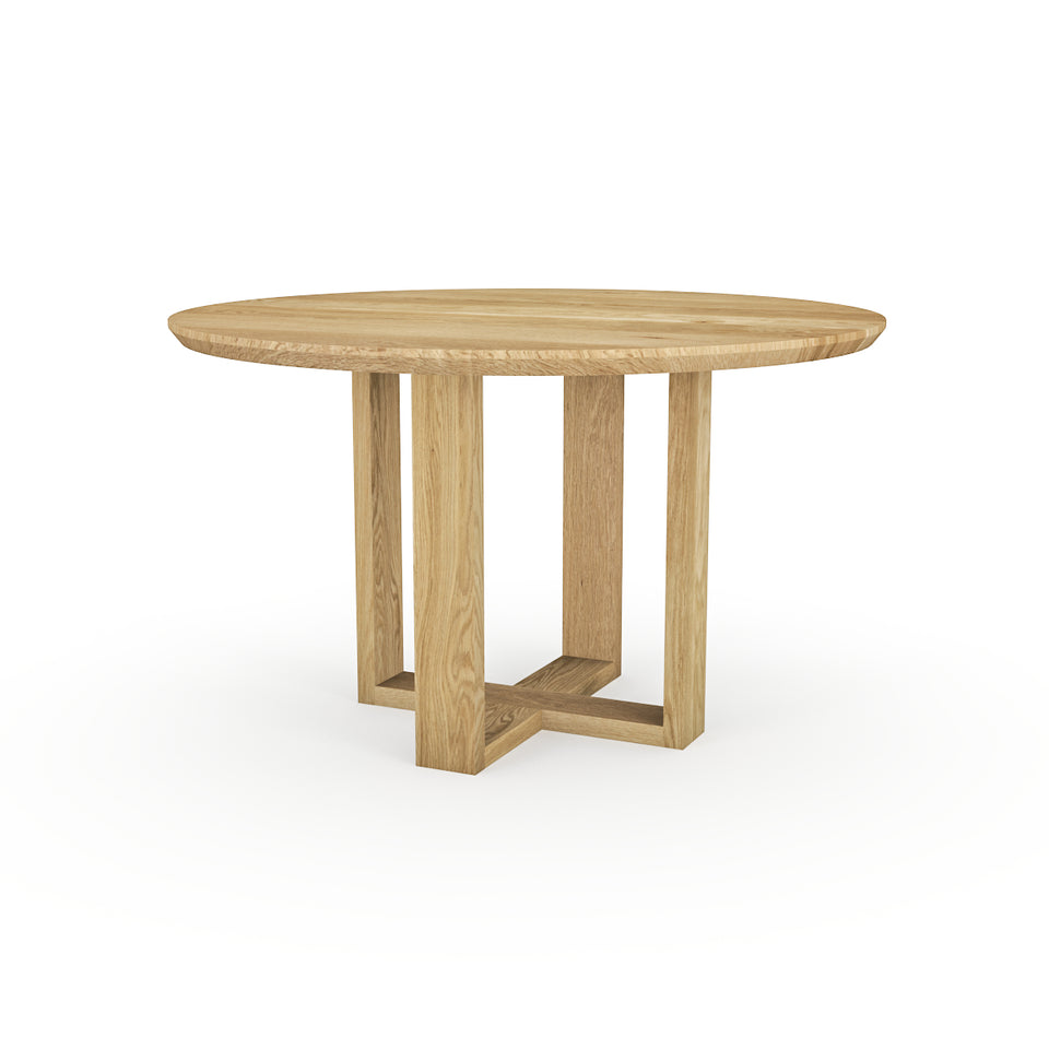 Table Ronde en chene blanc avec pieds en bois