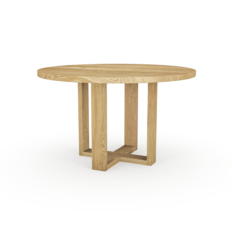 Table Ronde en chene blanc avec pieds en bois