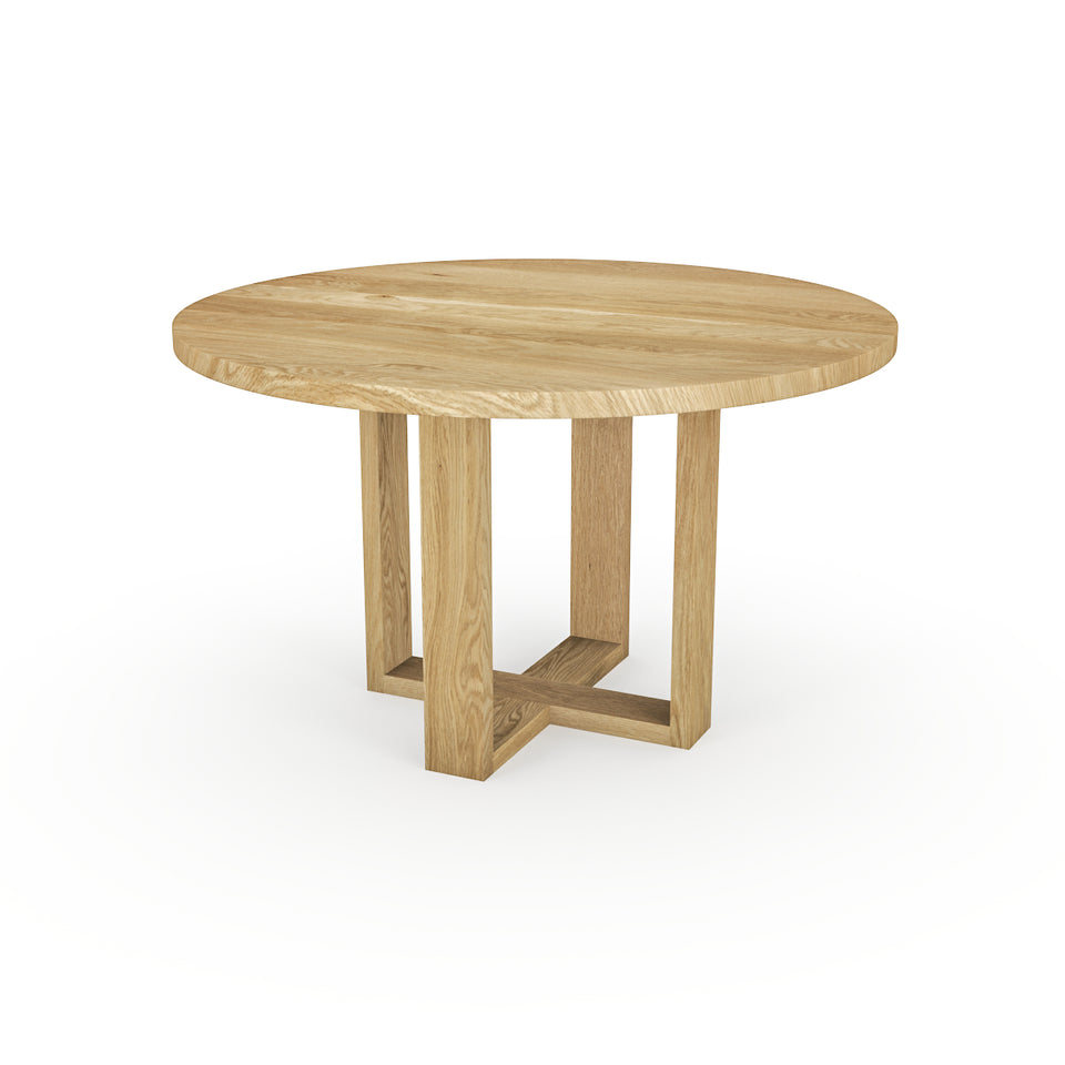 Table Ronde en chene blanc avec pieds en bois