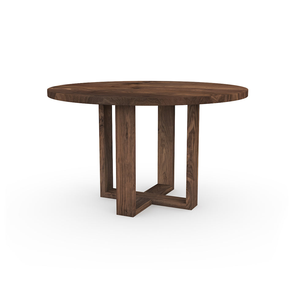 Table Ronde en noyer noir avec pieds en bois