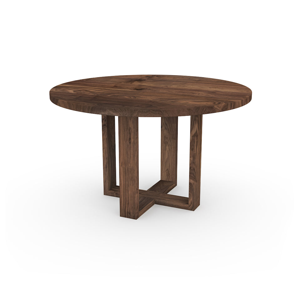 Table Ronde en noyer noir avec pieds en bois