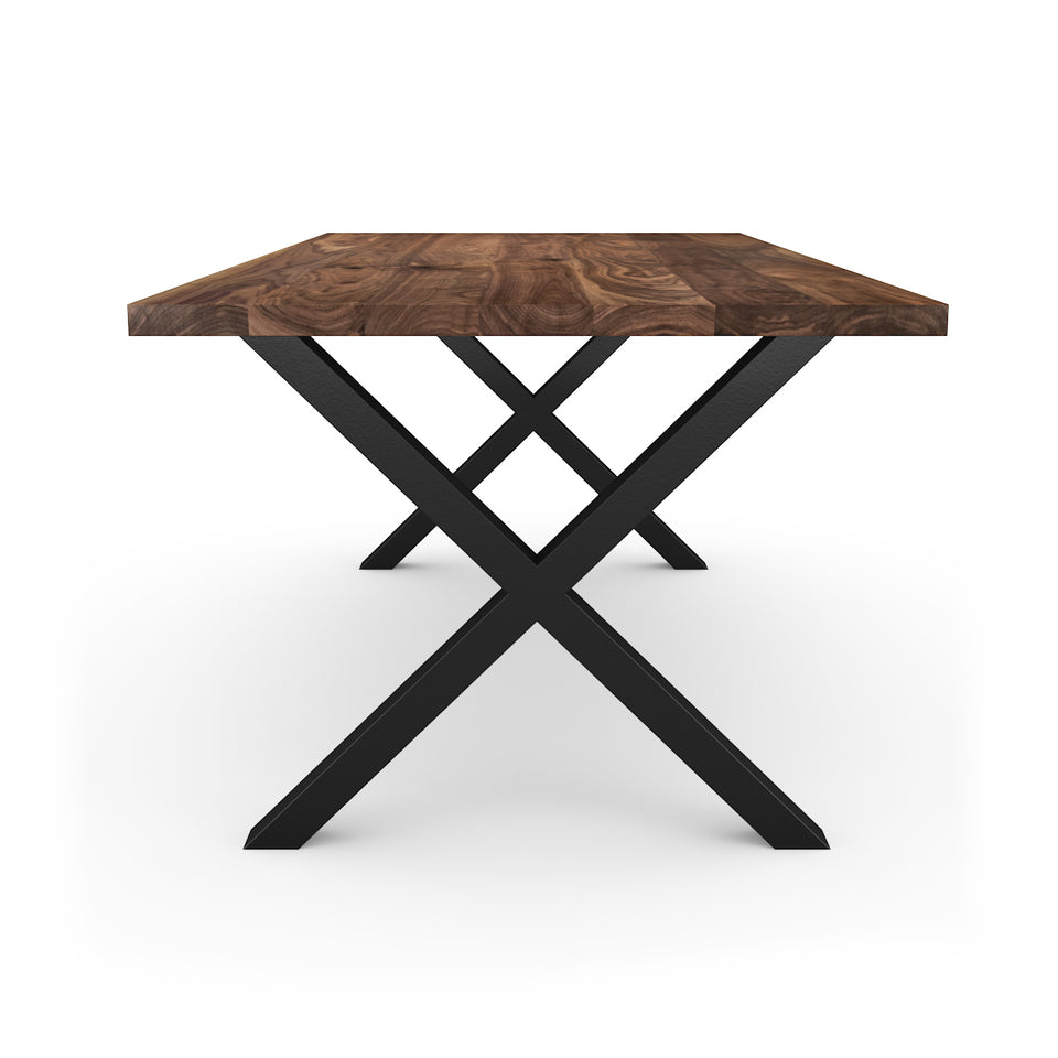 Table en Bois de Noyer La Classique avec pieds en acier noir