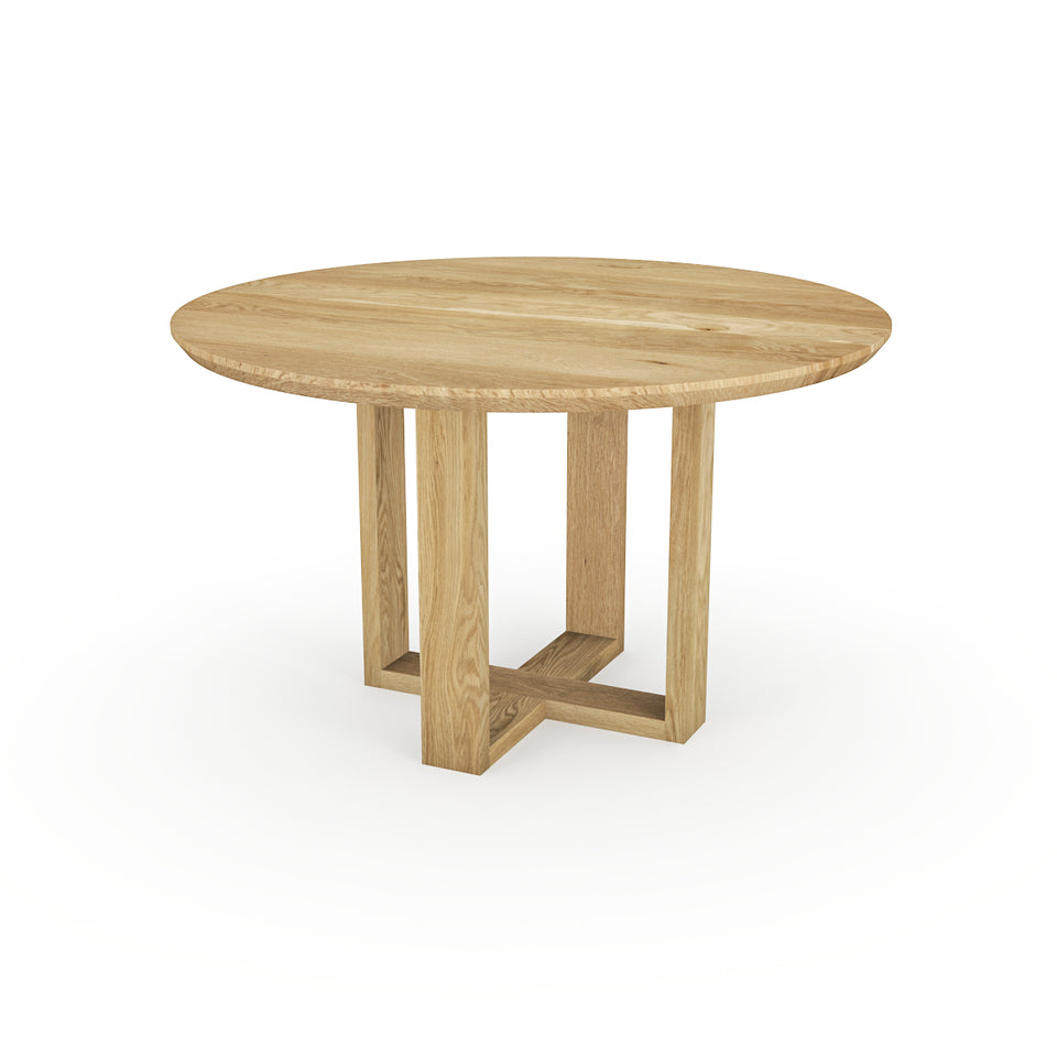 Table Ronde en chene blanc avec pieds en bois