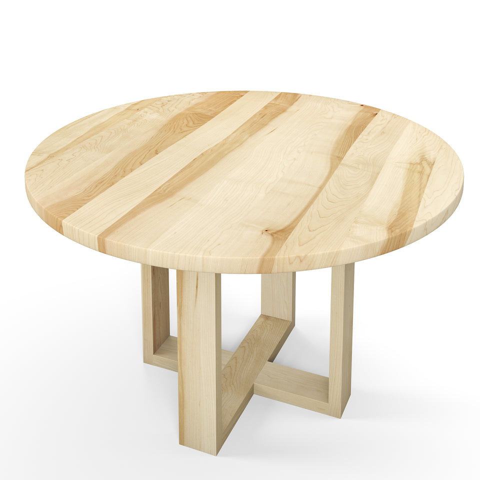 Table Ronde en érable avec pieds en bois